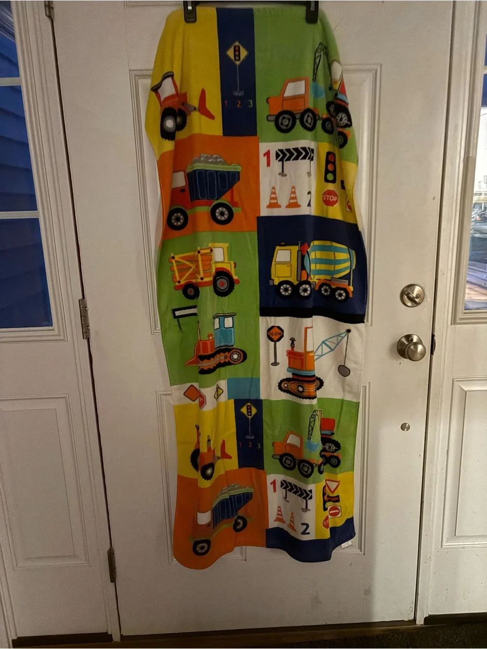 Colorful Kids Construction Vehicle Beach Towel